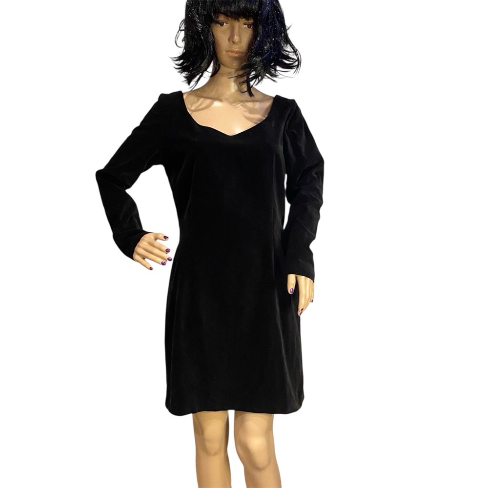 Vintage 90s Esprit Velour Long Sleeved Party After 5 Black Dress Size 9/10 EUC